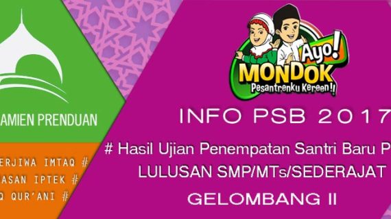 Hasil Ujian Penempatan Santri Baru Lulusan SMP/MTs (Putri) – Gelombang II